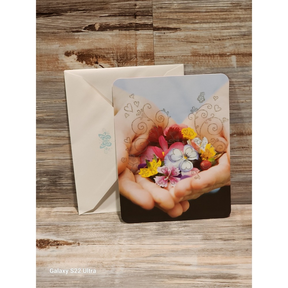 Taylor Swift American Greetings Birthday Card Hands Flowers Glitter 180 Unused